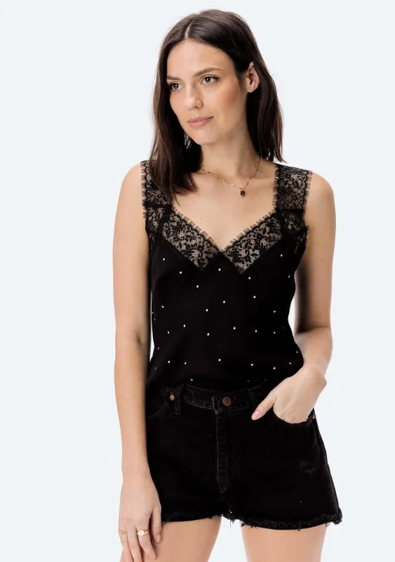 Aubrey Polka Dot Lace Cami sold by lovestitch