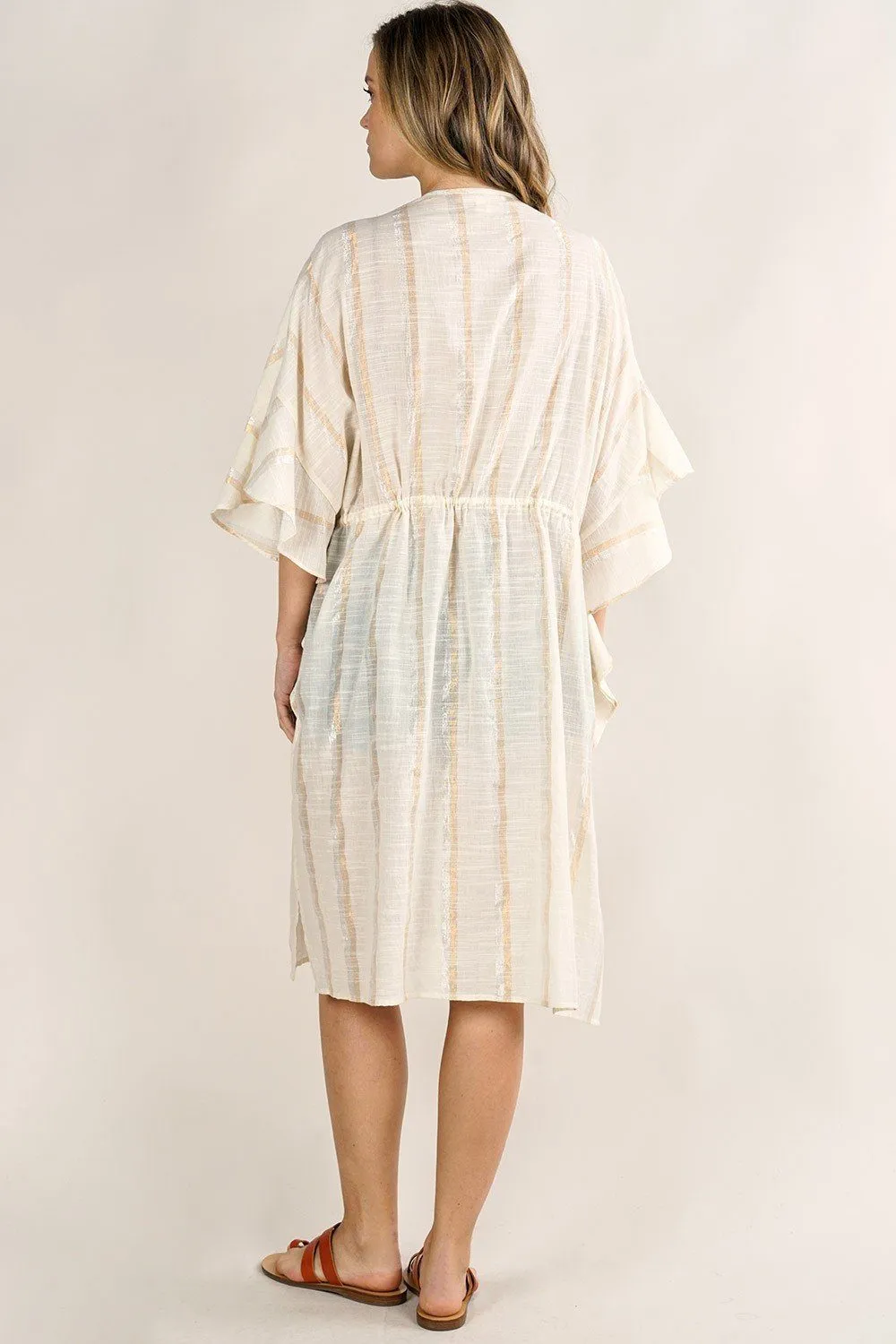 Shine Bright Metallic Stripe Tie Front Caftan sold by lovestitch product image thumbnail 2