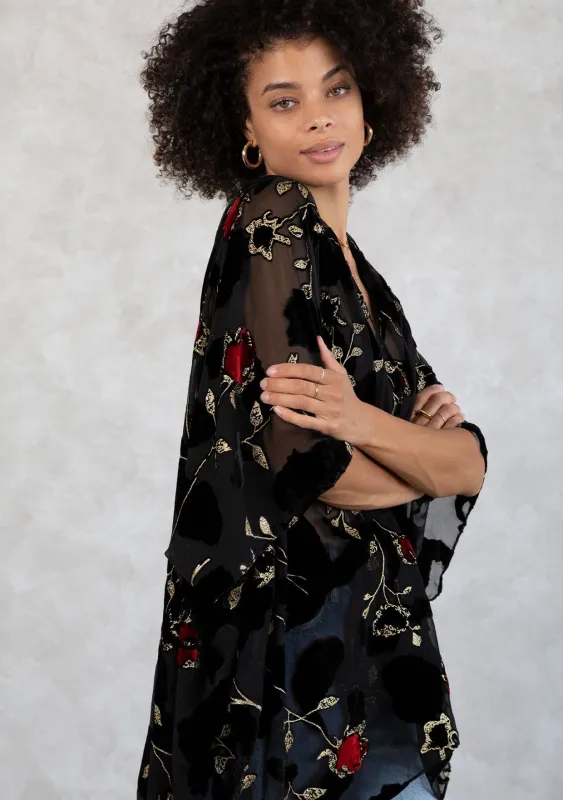 Red Roses Velvet Kimono sold by lovestitch
