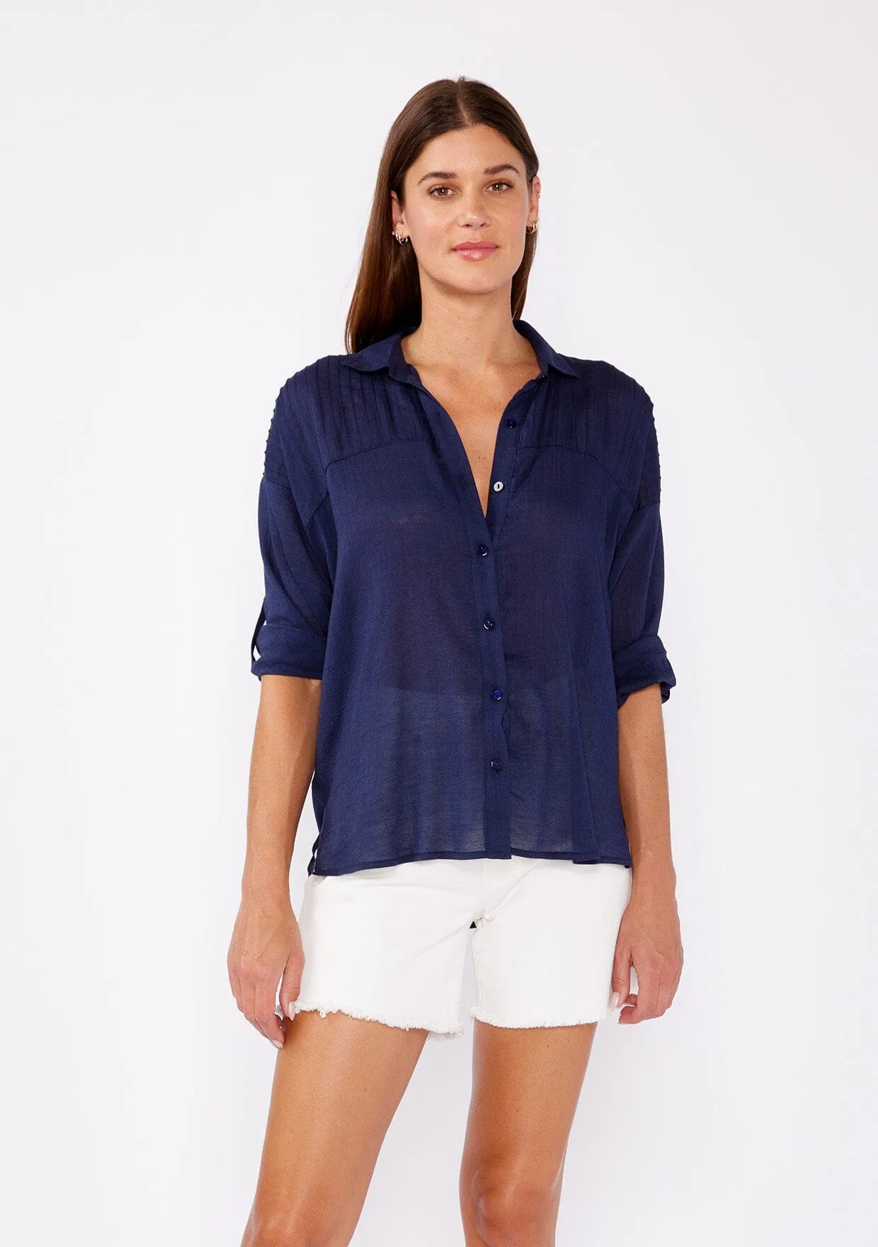 All Day Essential Sheer Button Up Top sold by lovestitch