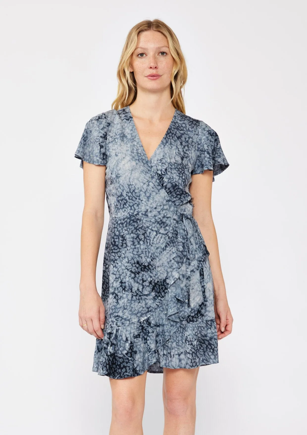 Wild Sky Mini Wrap Dress sold by lovestitch product image thumbnail 4