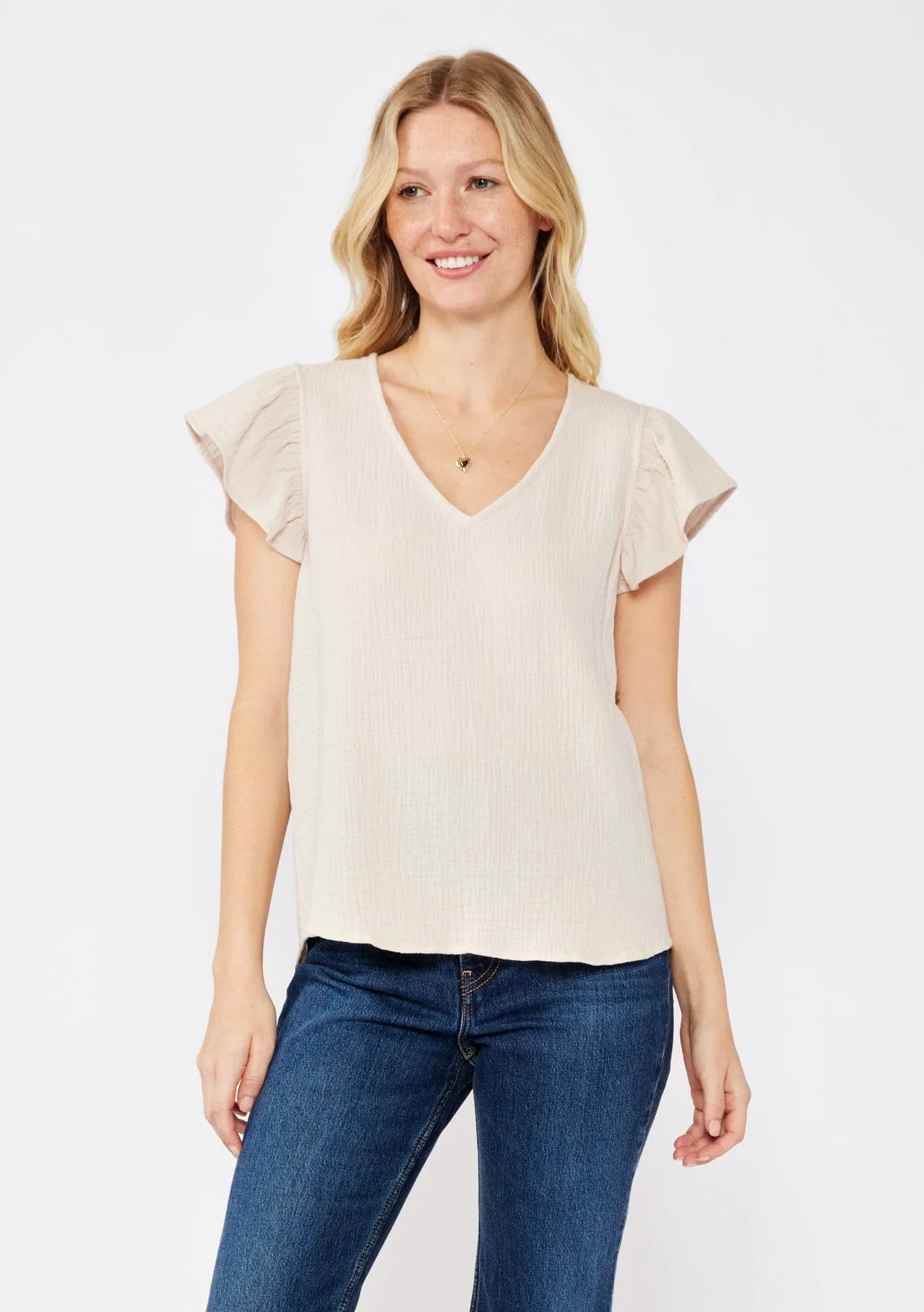 Simple Elegance Ruffle Sleeve Top sold by lovestitch