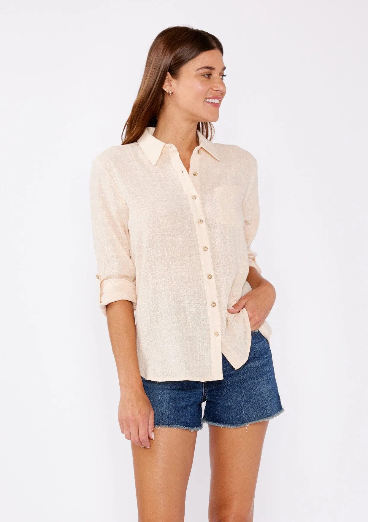 Breezy Basics Button Front Top sold by lovestitch