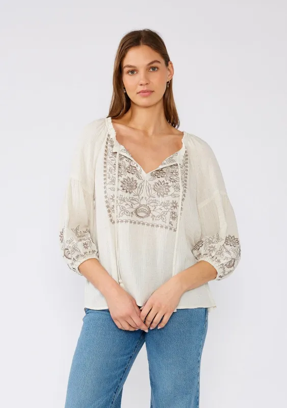 Homecoming Embroidered Peasant Top sold by lovestitch