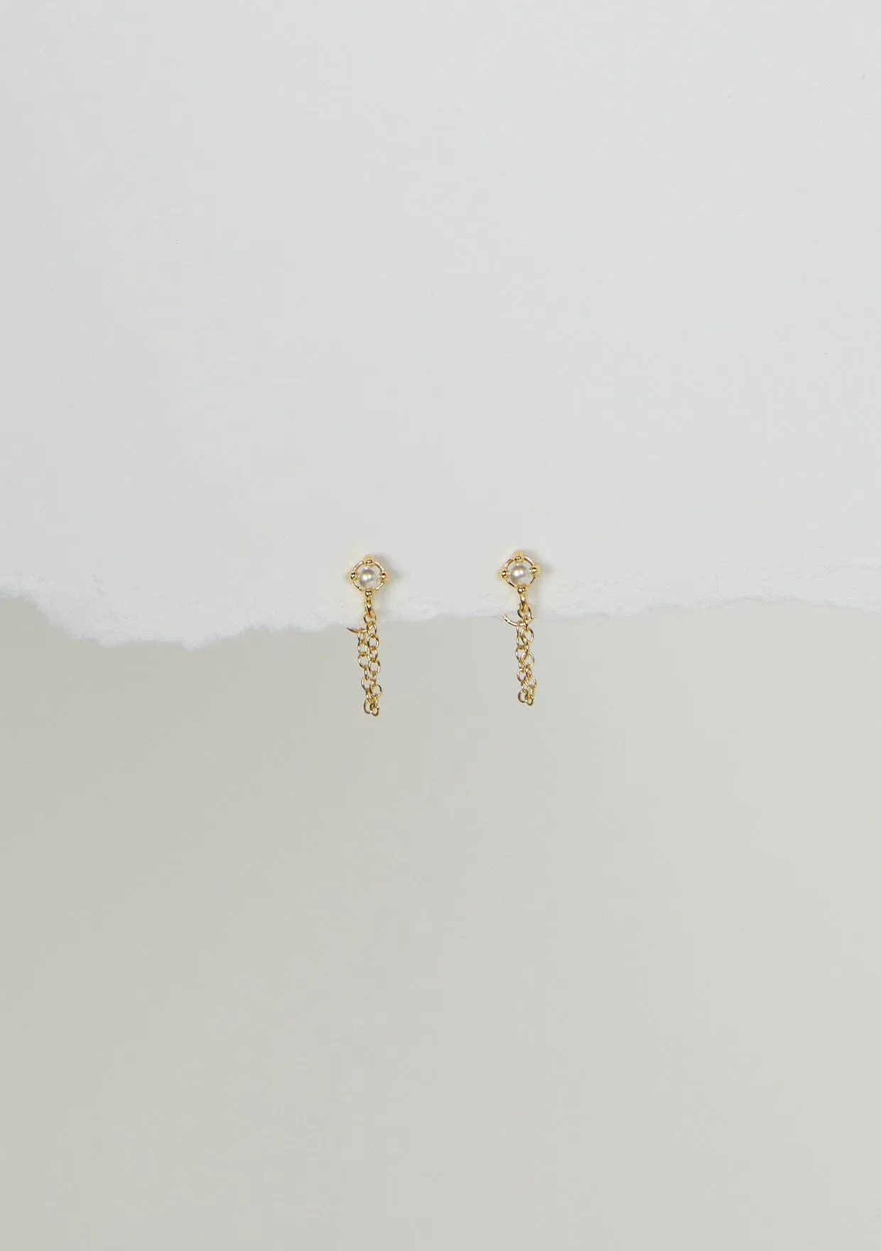The Salty Gem Pearl Chain Earrings sold by lovestitch product image thumbnail 2
