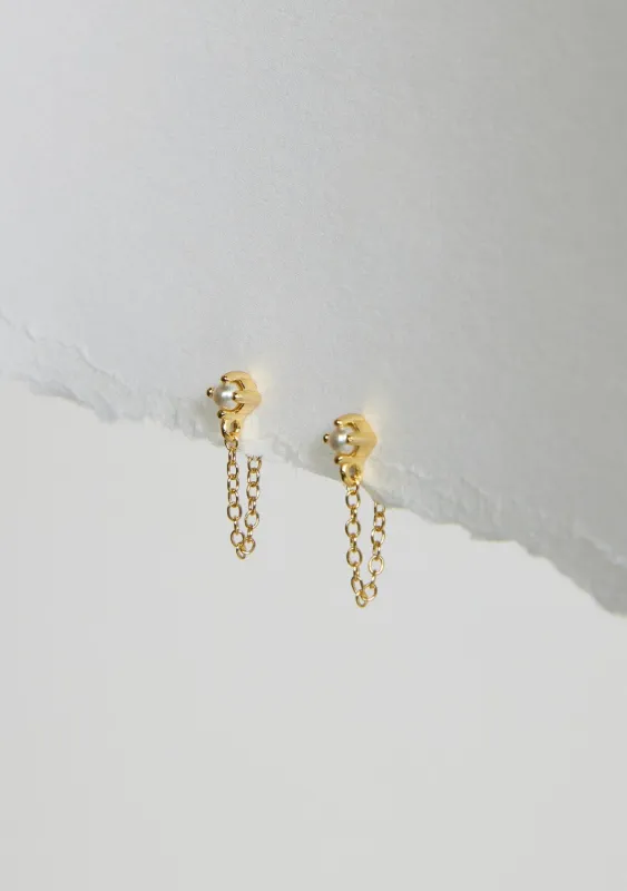 The Salty Gem Pearl Chain Earrings sold by lovestitch