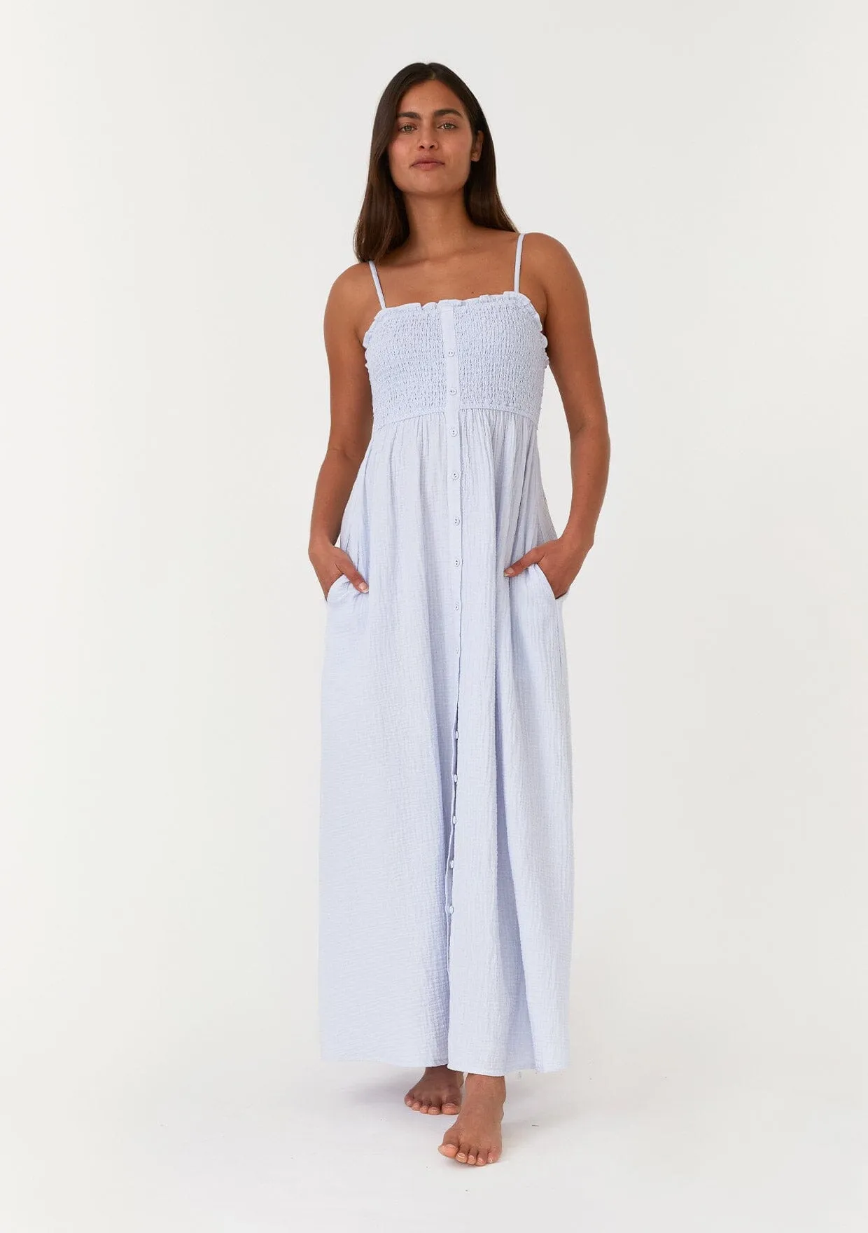 Thea Smocked Maxi Dress sold by lovestitch