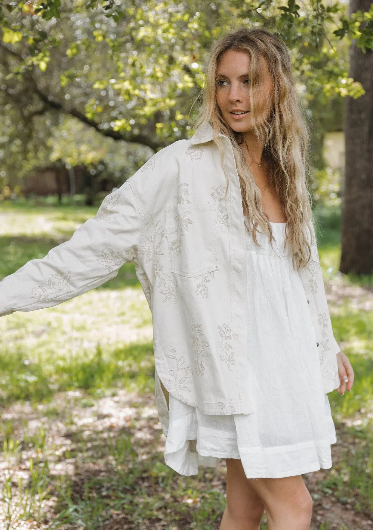 Sofia Embroidered Shirt Jacket sold by lovestitch