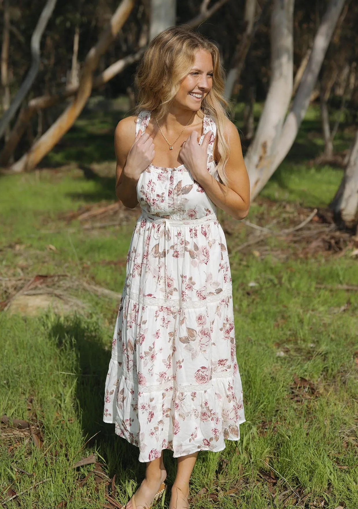 Evelyn Floral Midi Dress sold by lovestitch