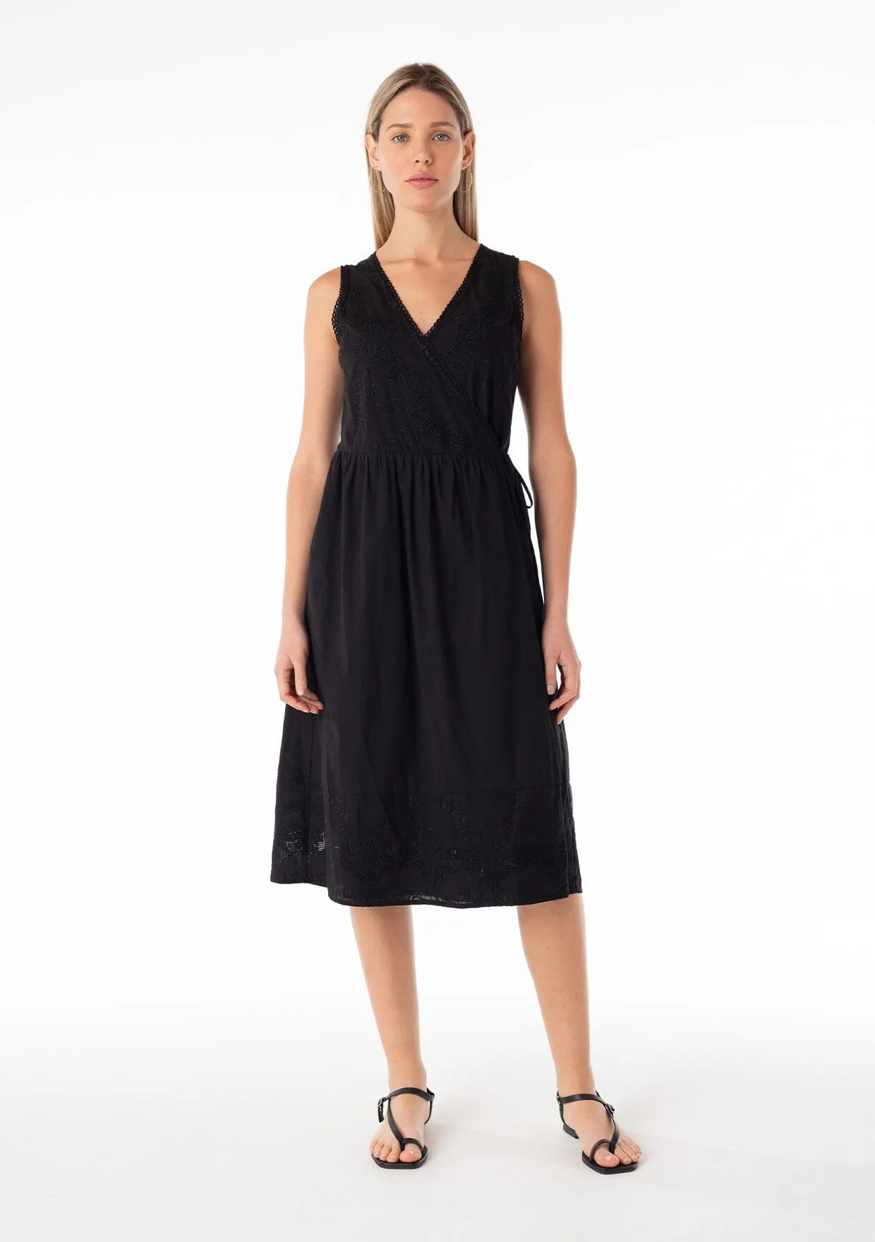 Lenore Embroidered Wrap Dress sold by lovestitch