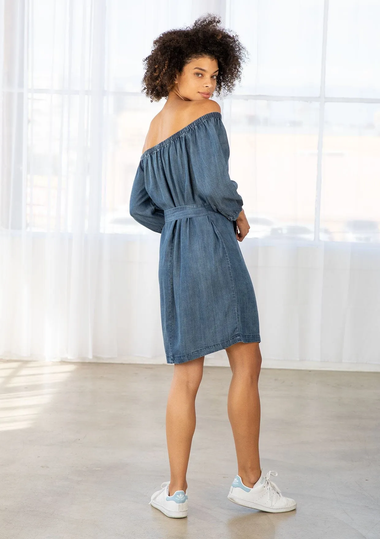 Off Shoulder Tencel Mini Dress sold by lovestitch product image thumbnail 4