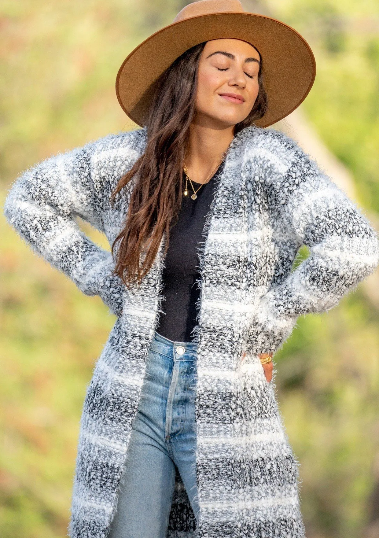 Moonbeam Striped Fuzzy Cardigan sold by lovestitch product image thumbnail 4