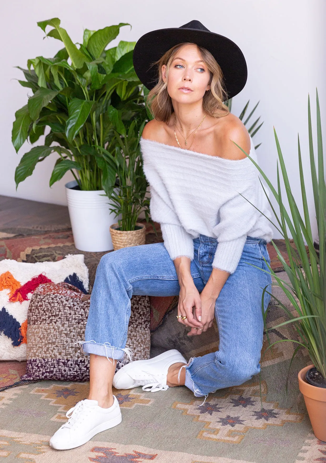 Blissful Fuzzy Ribbed Boatneck Sweater sold by lovestitch product image thumbnail 3