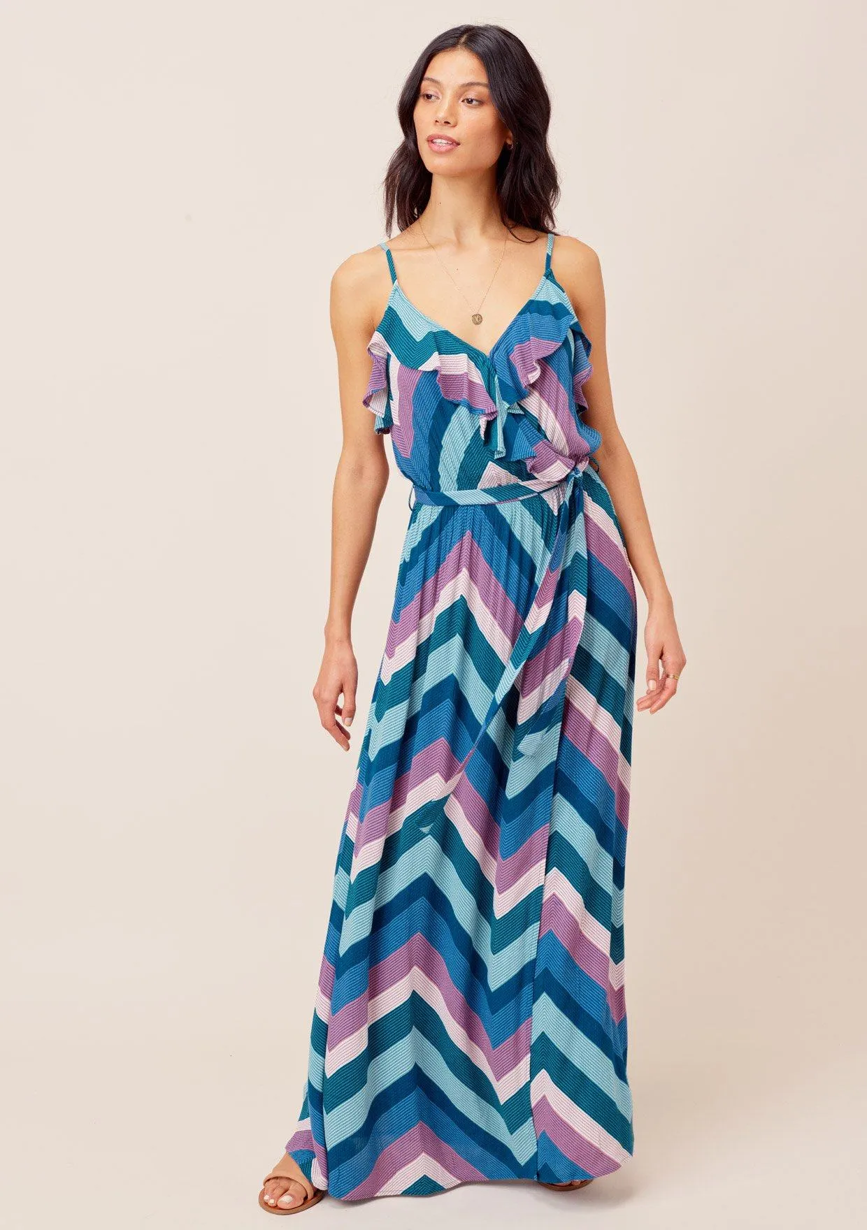 Cecily Color-Pop Ruffle Maxi Dress sold by lovestitch