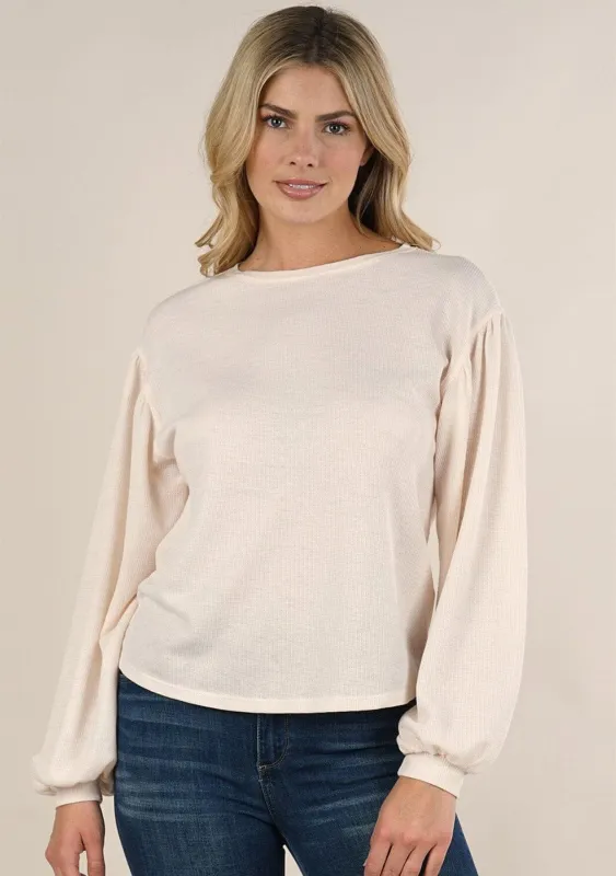 Jennah Balloon Sleeve Thermal Top sold by lovestitch