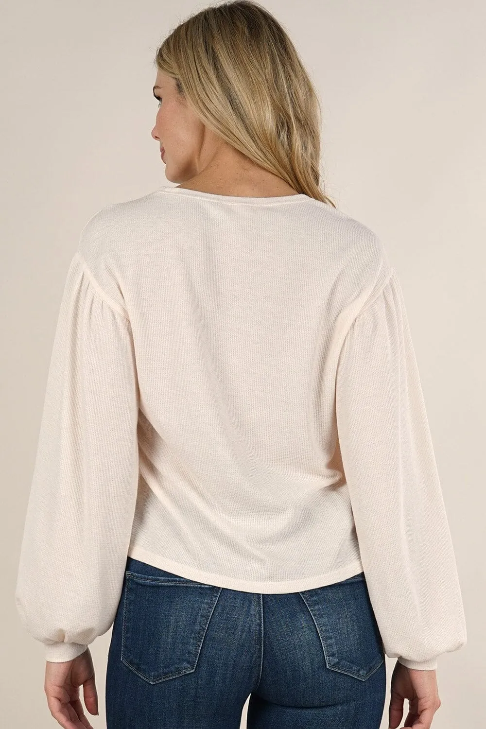 Jennah Balloon Sleeve Thermal Top sold by lovestitch product image thumbnail 3