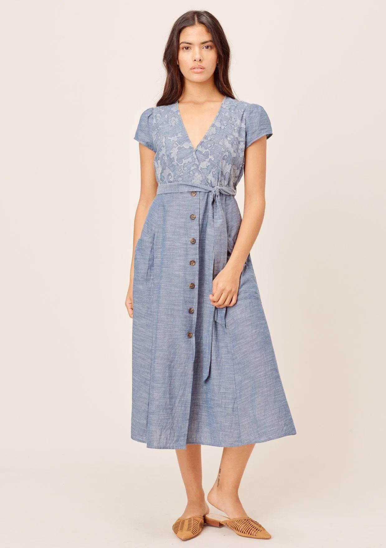 Janie Denim-Blue Embroidered Midi Dress sold by lovestitch product image thumbnail 2
