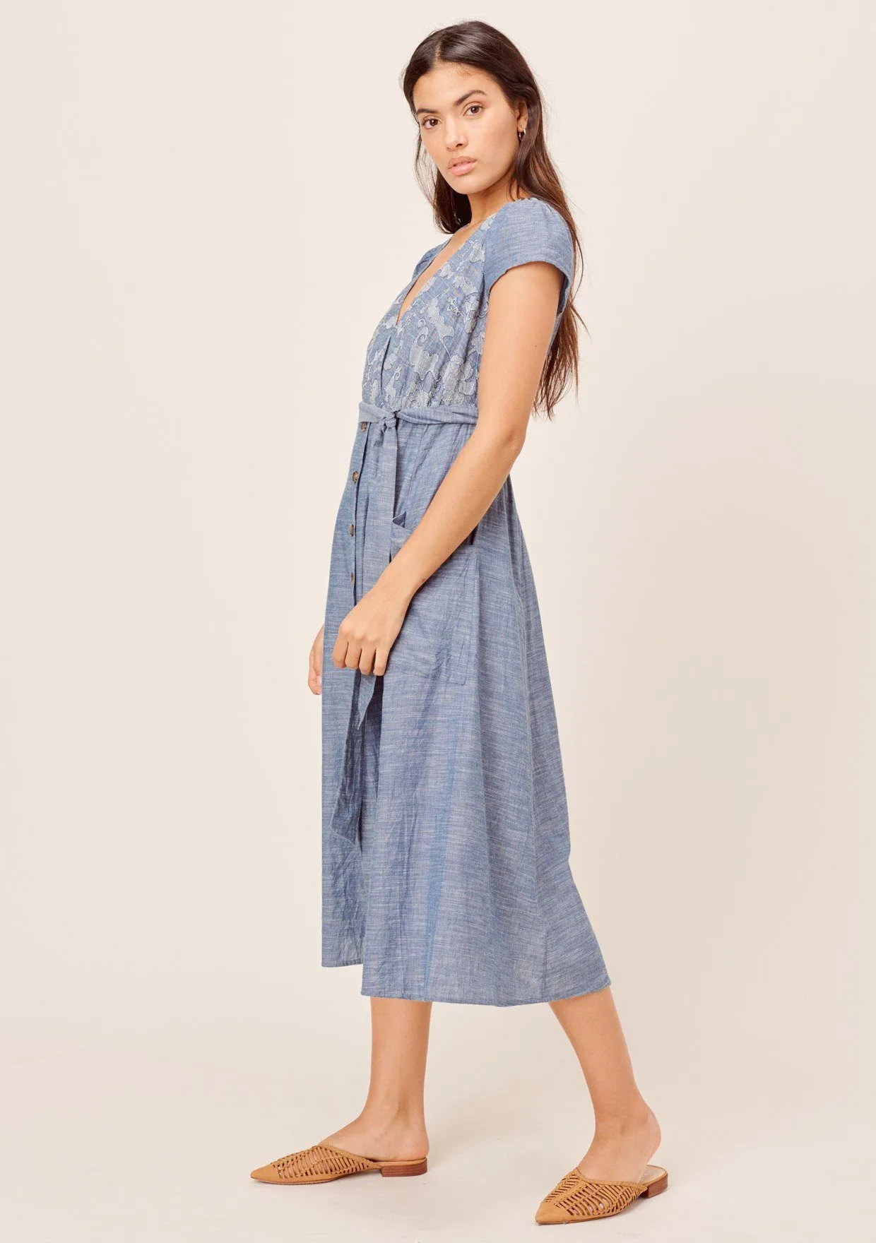 Janie Denim-Blue Embroidered Midi Dress sold by lovestitch product image thumbnail 4