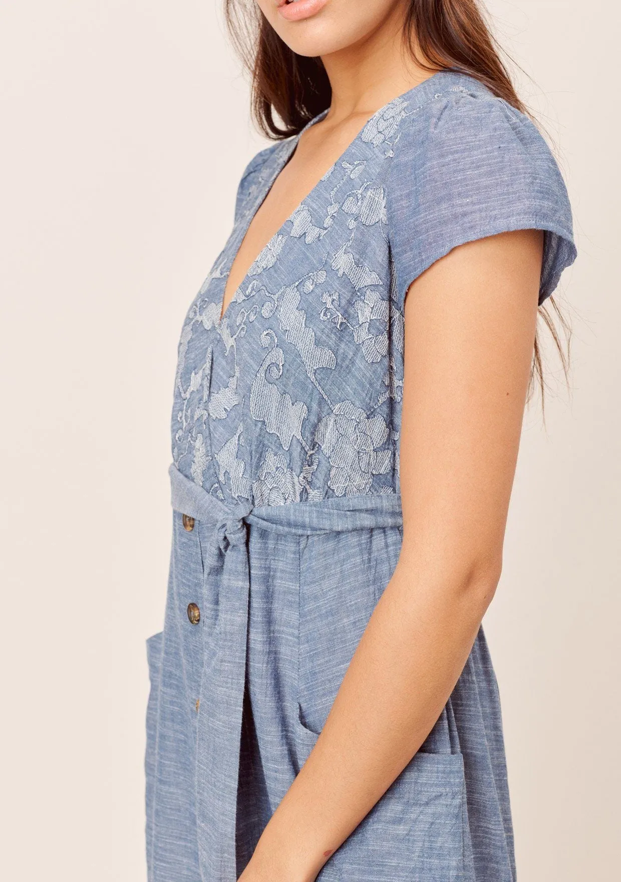 Janie Denim-Blue Embroidered Midi Dress sold by lovestitch product image thumbnail 5