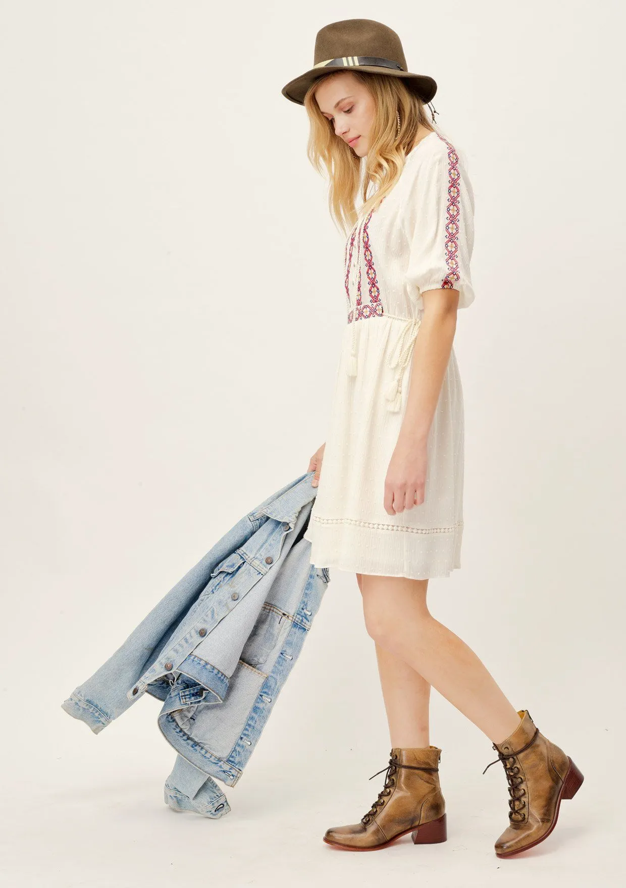 Penny Lane Embroidered Boho Mini Dress sold by lovestitch product image thumbnail 3