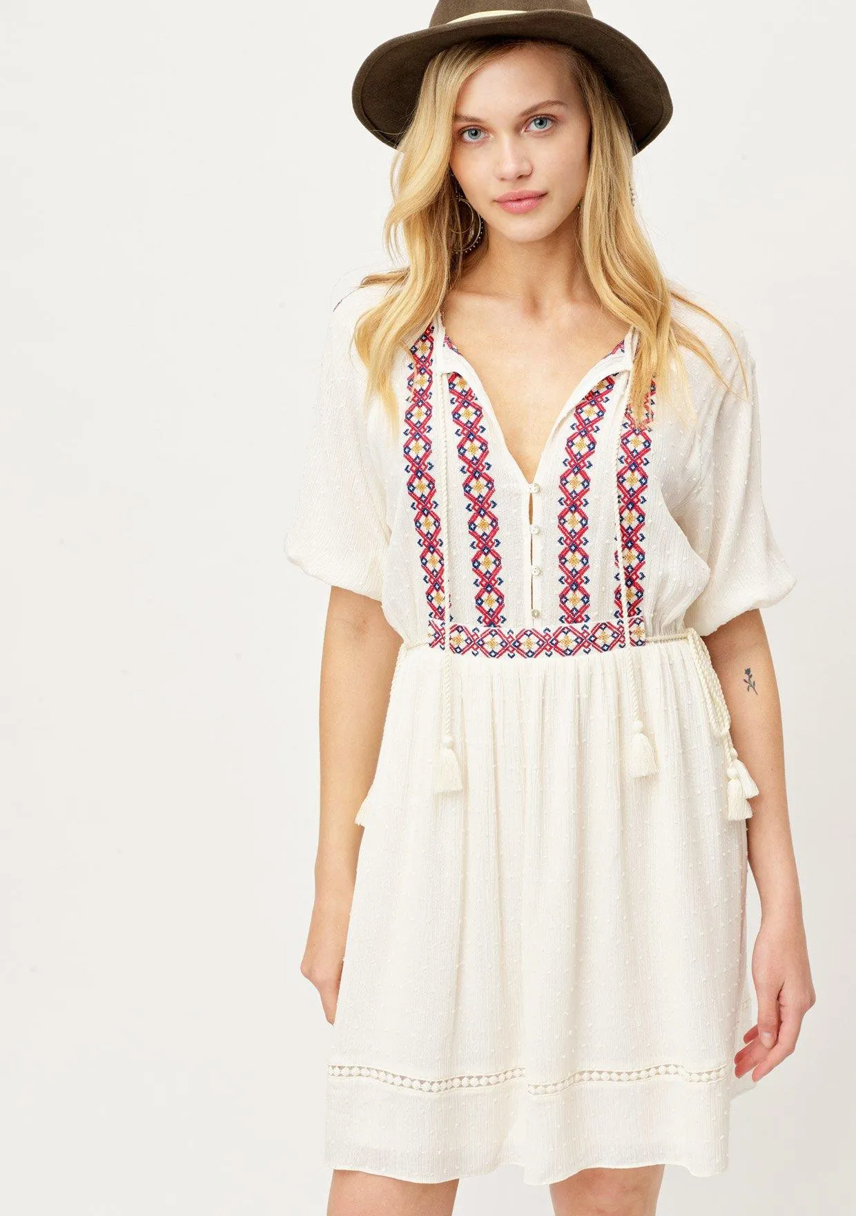 Penny Lane Embroidered Boho Mini Dress sold by lovestitch product image thumbnail 2