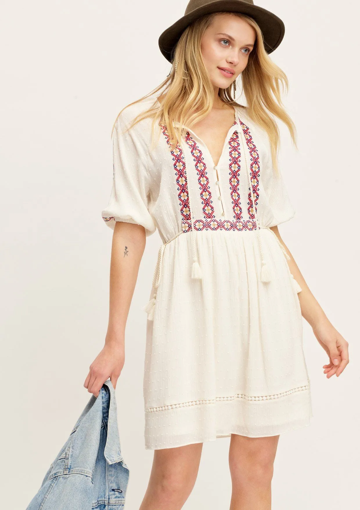 Penny Lane Embroidered Boho Mini Dress sold by lovestitch