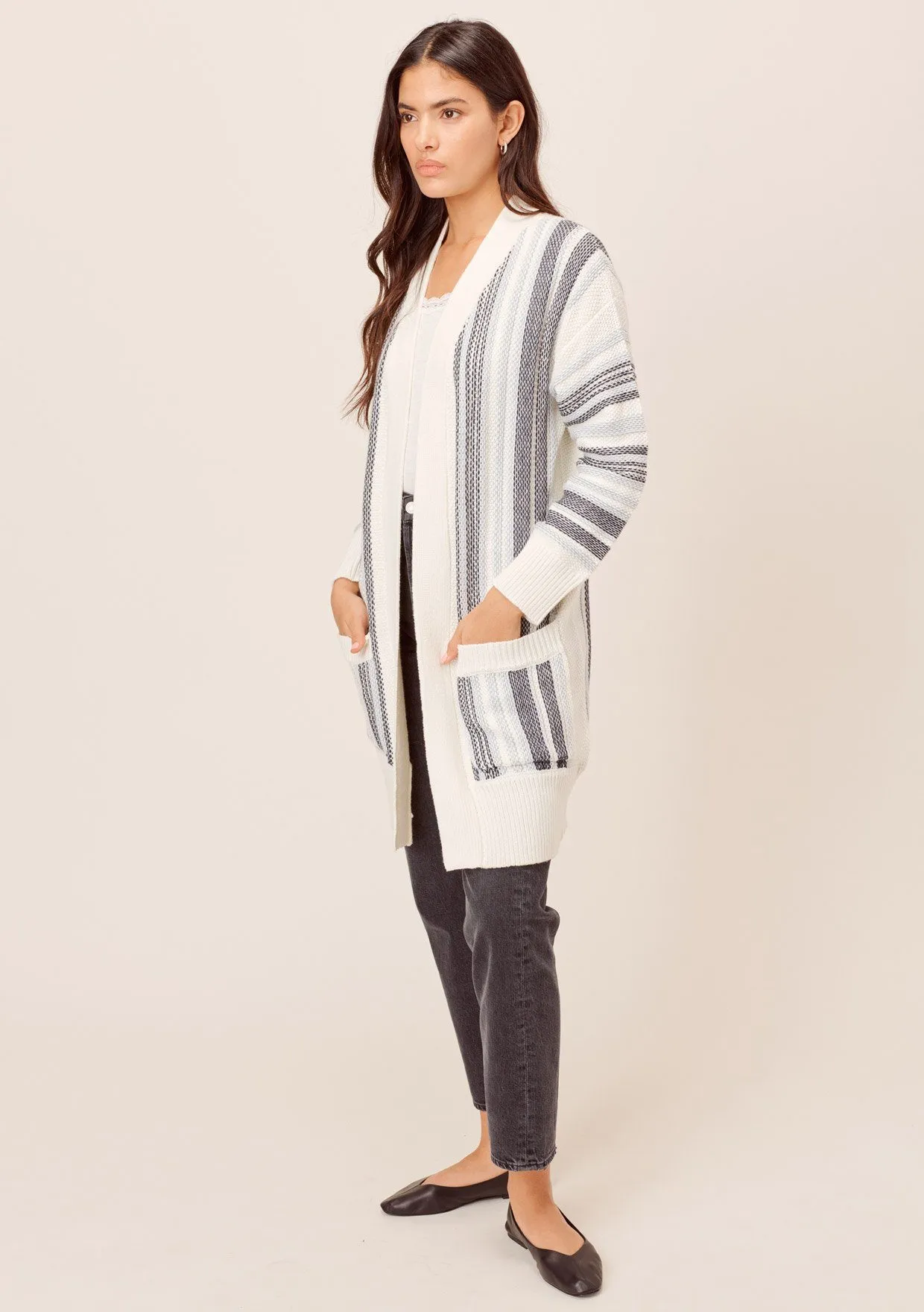 Diem Striped Open Cardigan sold by lovestitch product image thumbnail 4