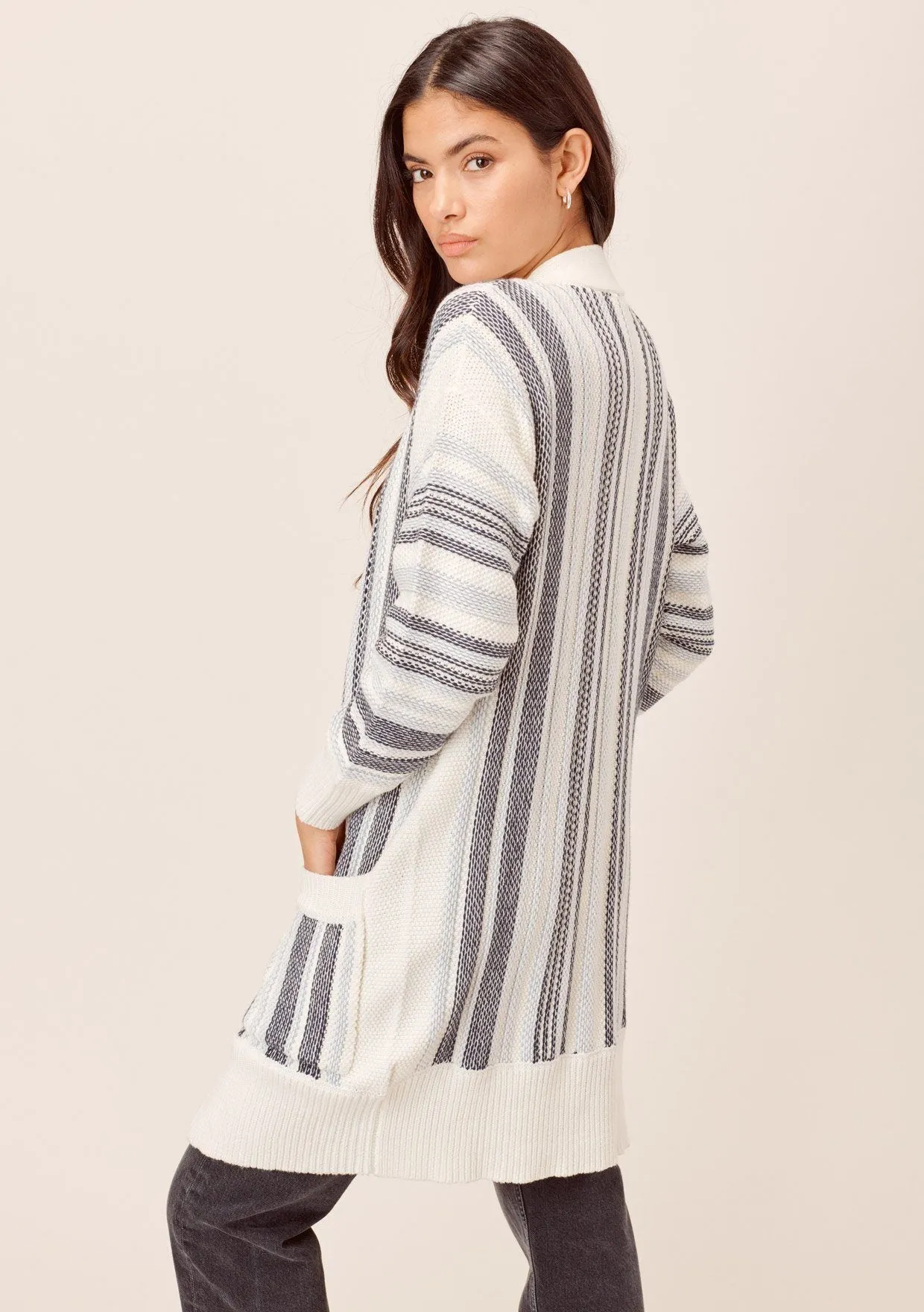 Diem Striped Open Cardigan sold by lovestitch product image thumbnail 2