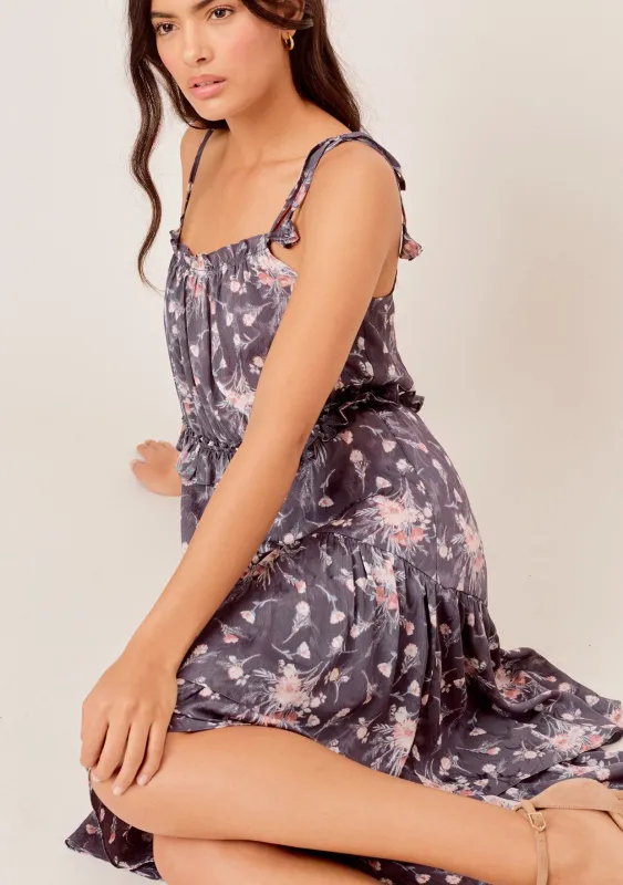 Nieva Floral Tie Strap Midi Dress sold by lovestitch
