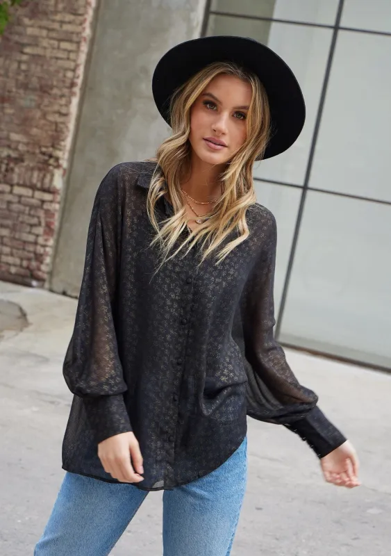 Remy Foil Chiffon Buttondown sold by lovestitch