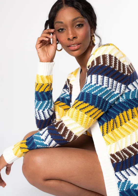 Dawn Chevron Stripe Cardigan sold by lovestitch