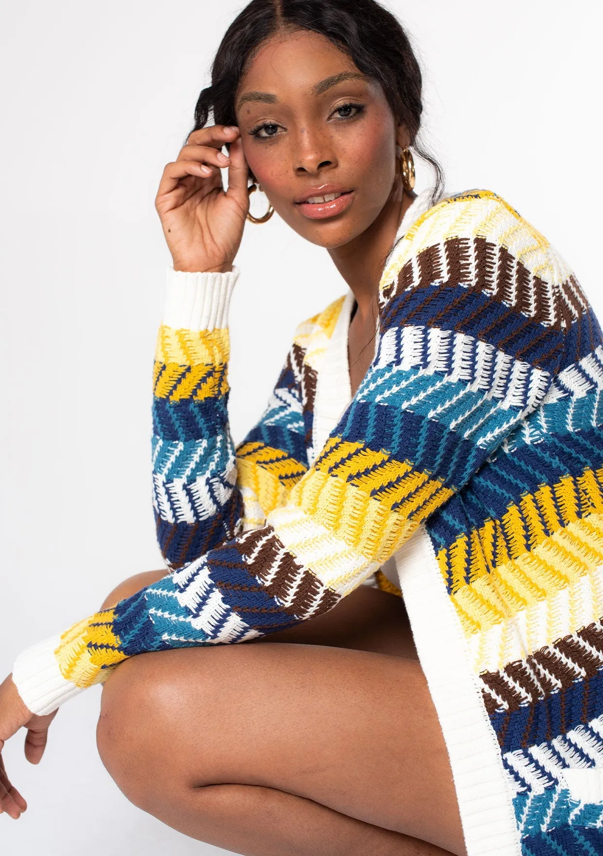 Dawn Chevron Stripe Cardigan sold by lovestitch