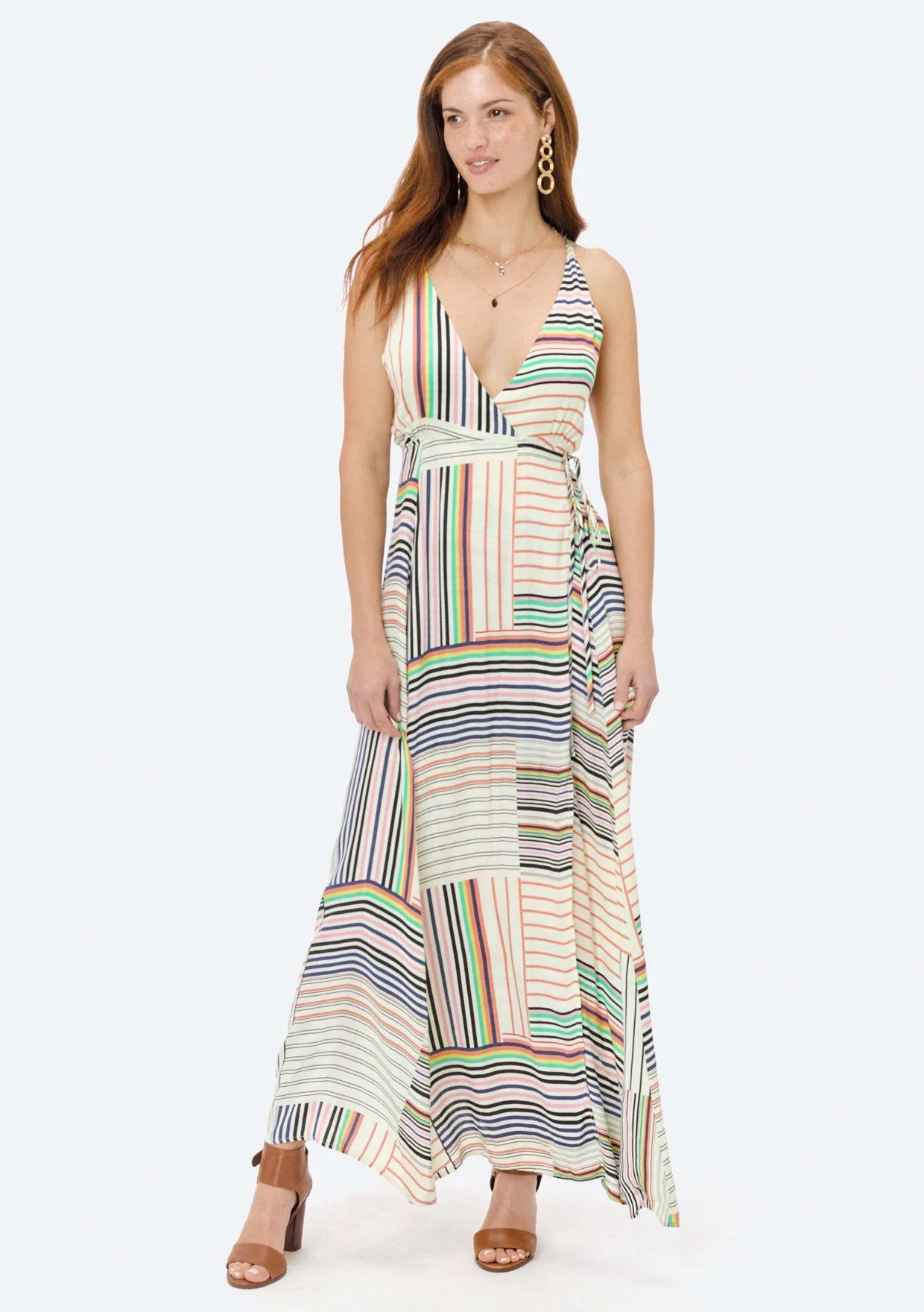 Adona Striped Wrap Dress sold by lovestitch product image thumbnail 3