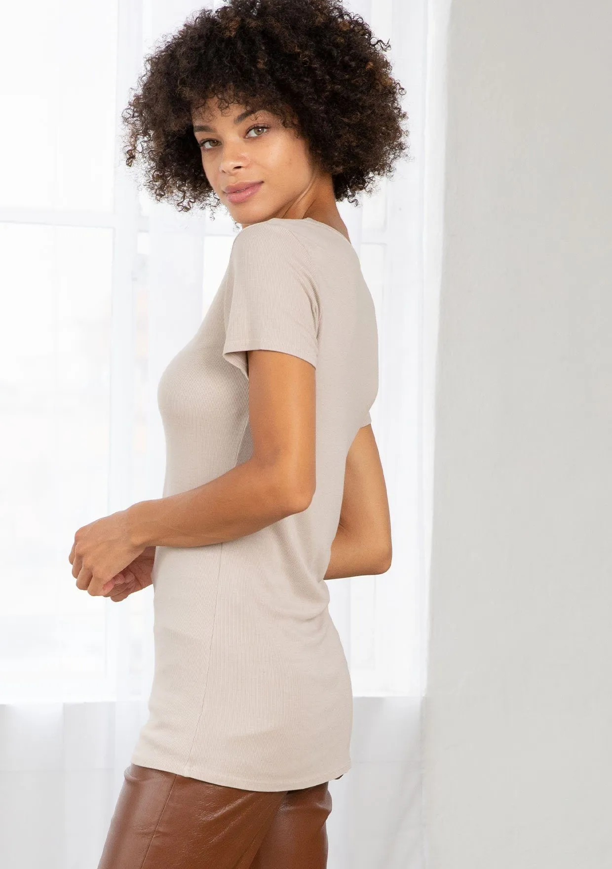 Emme Ribbed Crewneck Tee sold by lovestitch product image thumbnail 3