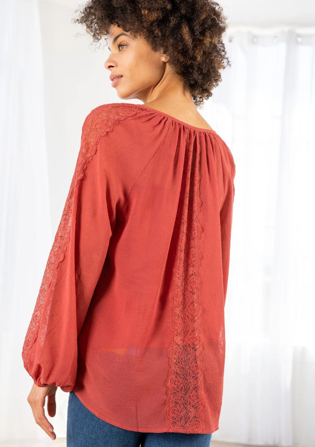 Barcelona Sheer Peasant Top sold by lovestitch product image thumbnail 3