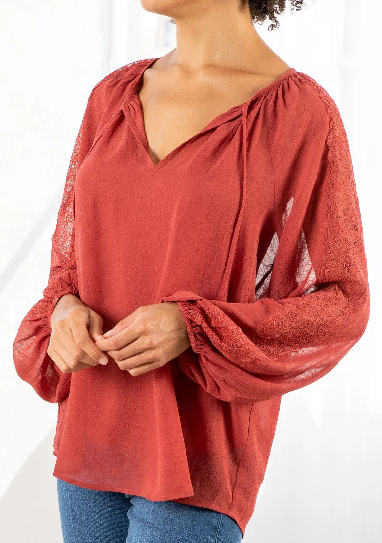 Barcelona Sheer Peasant Top sold by lovestitch product image thumbnail 2