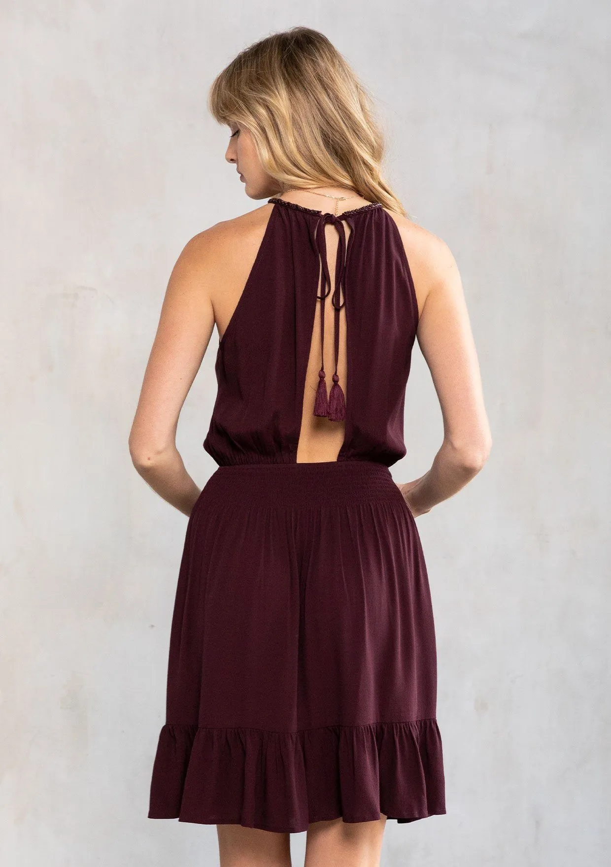 Odessa Beaded Halter Mini Dress sold by lovestitch product image thumbnail 2