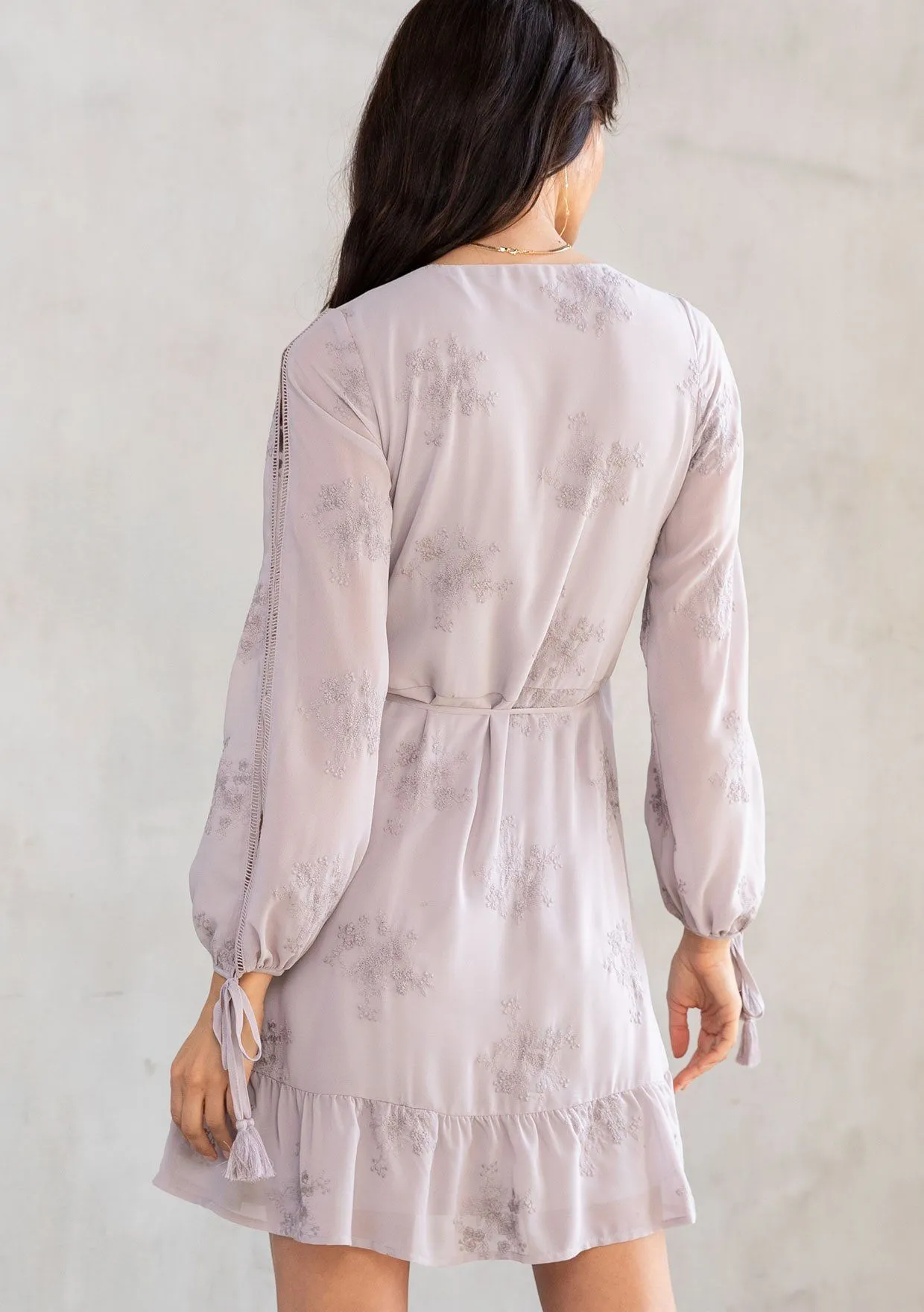 Lucille Embroidered Chiffon Wrap Dress sold by lovestitch product image thumbnail 2