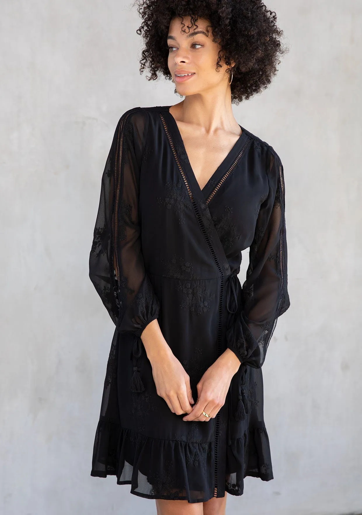 Lucille Embroidered Chiffon Wrap Dress sold by lovestitch product image thumbnail 5