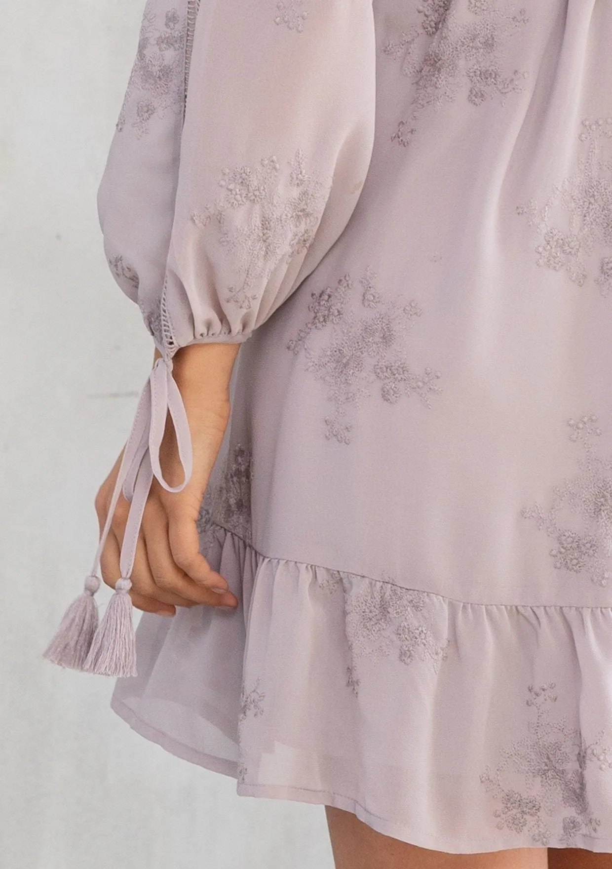 Lucille Embroidered Chiffon Wrap Dress sold by lovestitch product image thumbnail 3