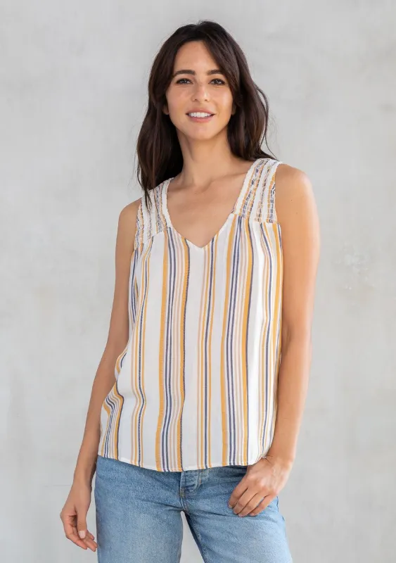 Quinn Striped Smocked Tank Top made by lovestitch