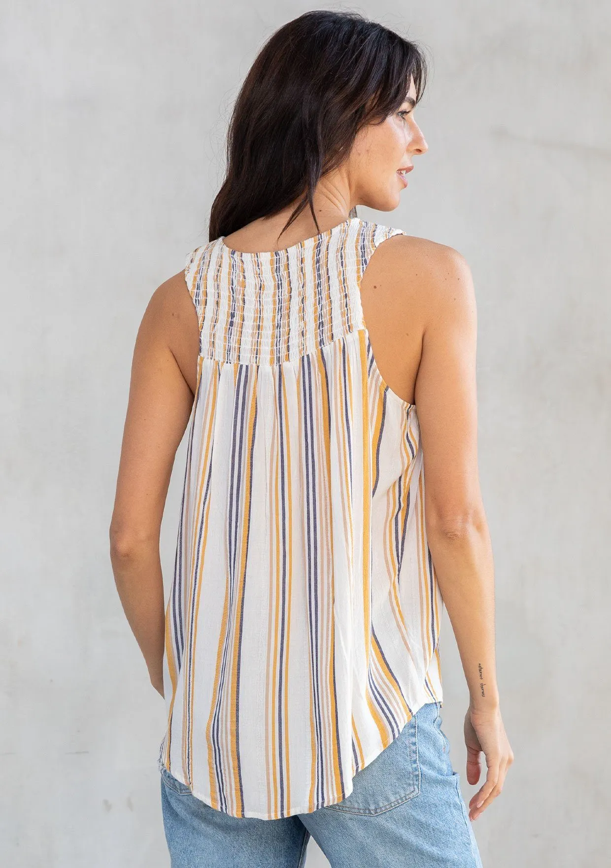 Quinn Striped Smocked Tank Top sold by lovestitch product image thumbnail 2
