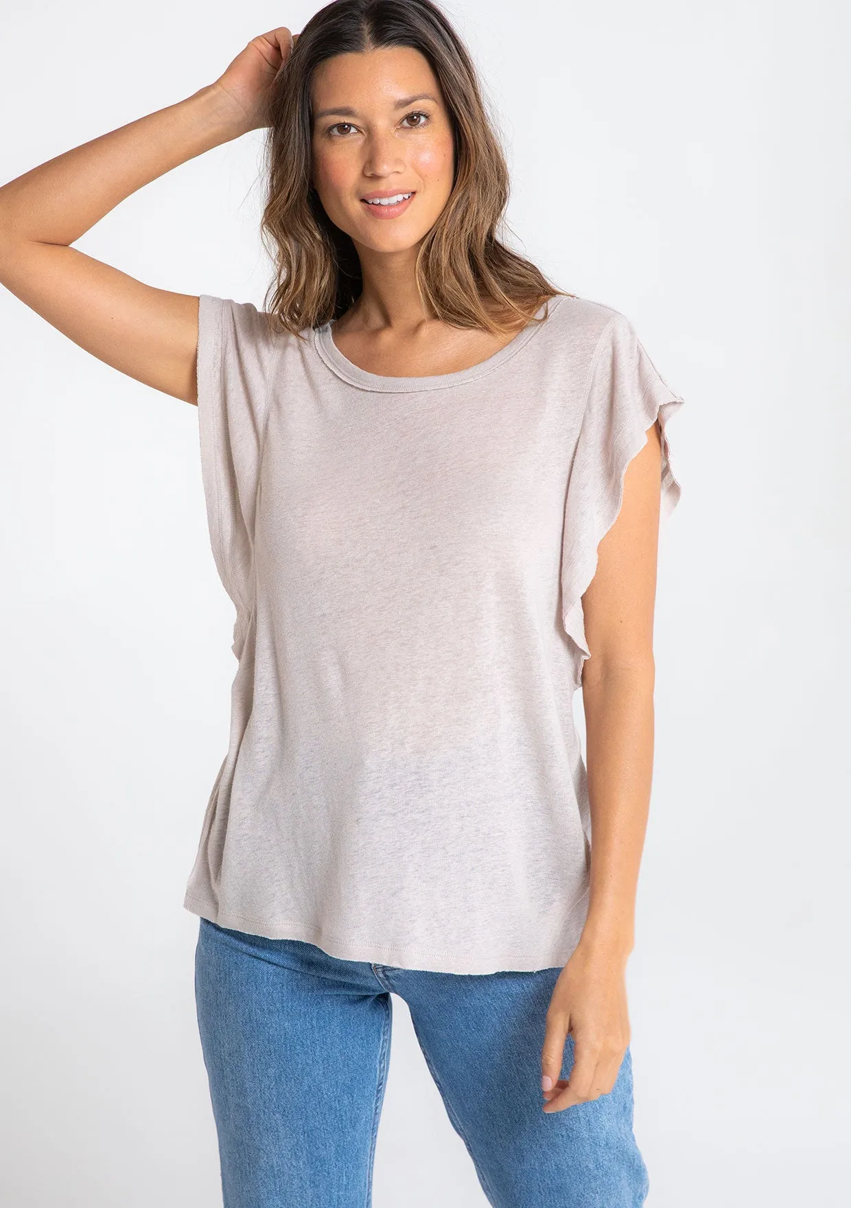 Bea Linen Ruffle Top sold by lovestitch product image thumbnail 3