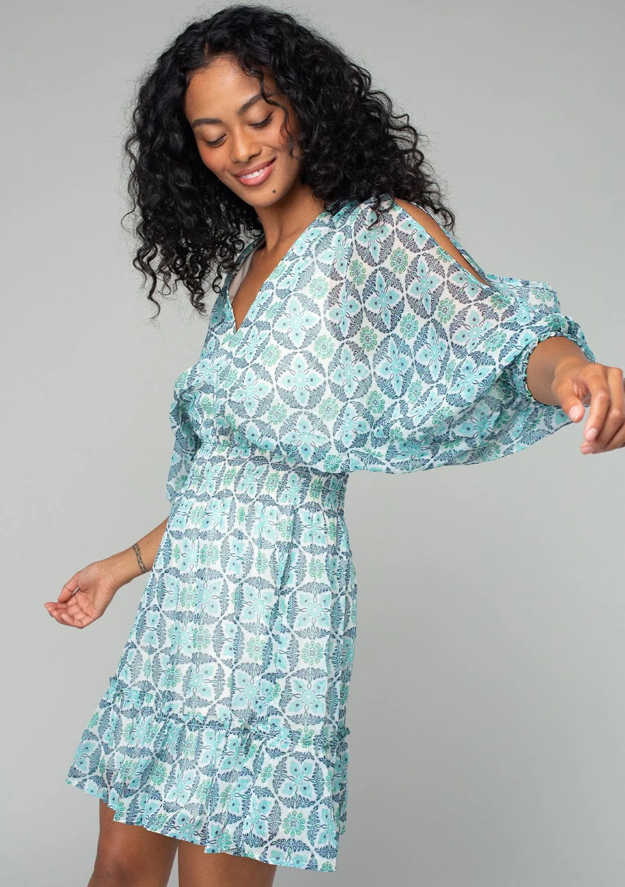 Starflower Split Sleeve Mini Dress sold by lovestitch product image thumbnail 3