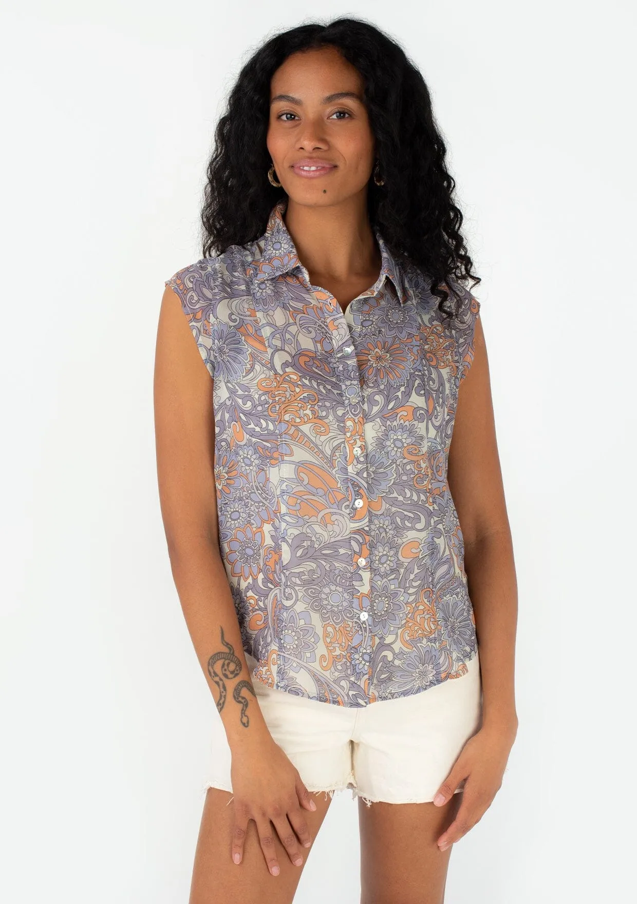 Maxine Button Front Top sold by lovestitch