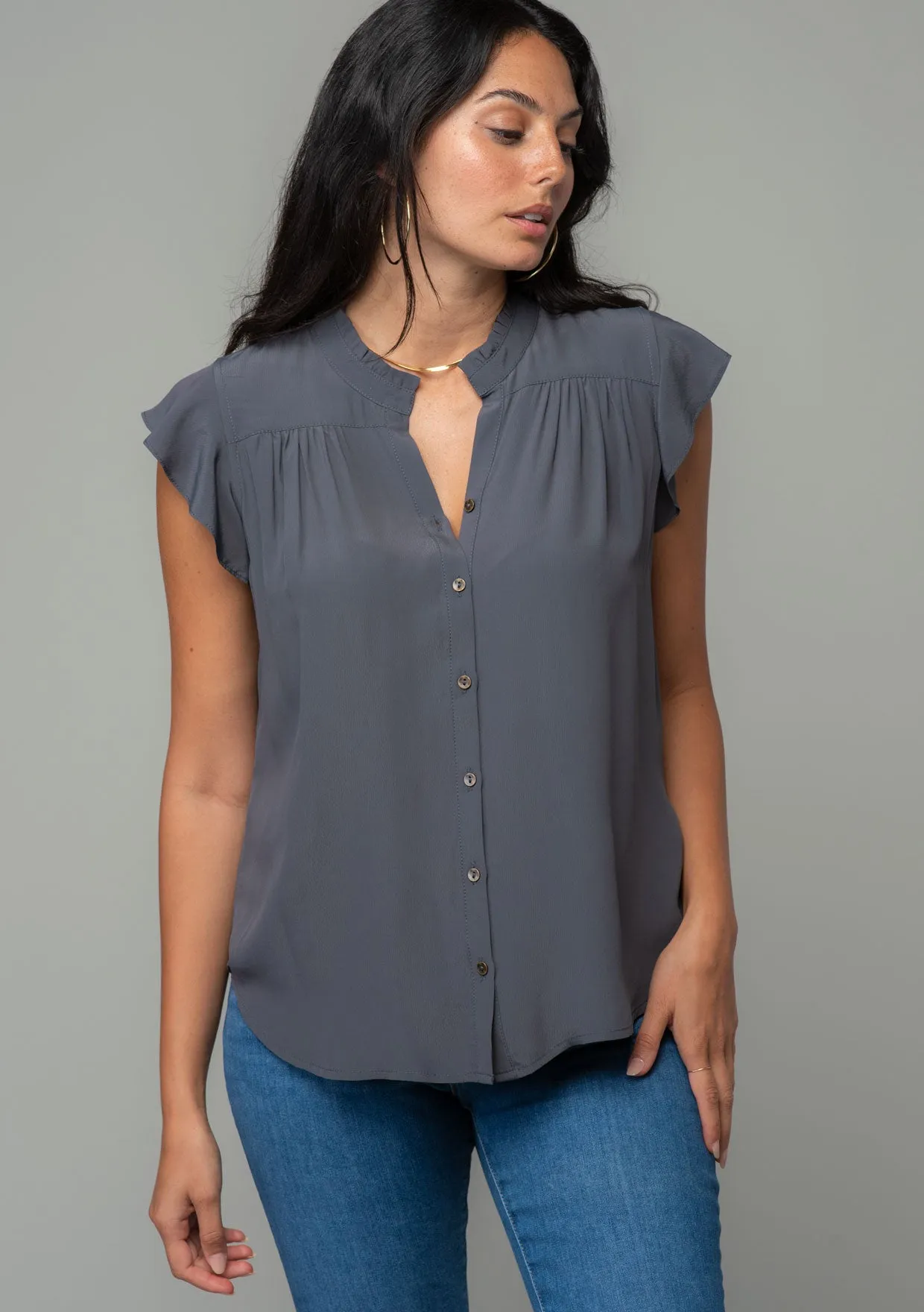 Boulevard Flutter Sleeve Top sold by lovestitch