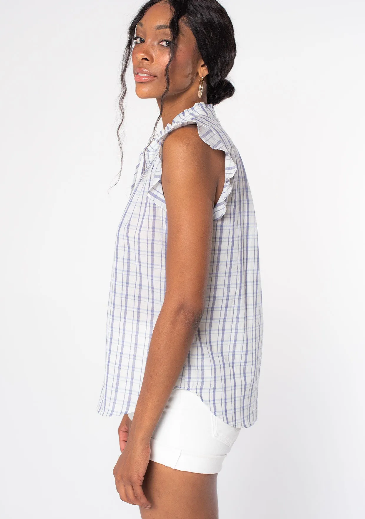 Carrie Plaid Flutter Sleeve Top sold by lovestitch product image thumbnail 3