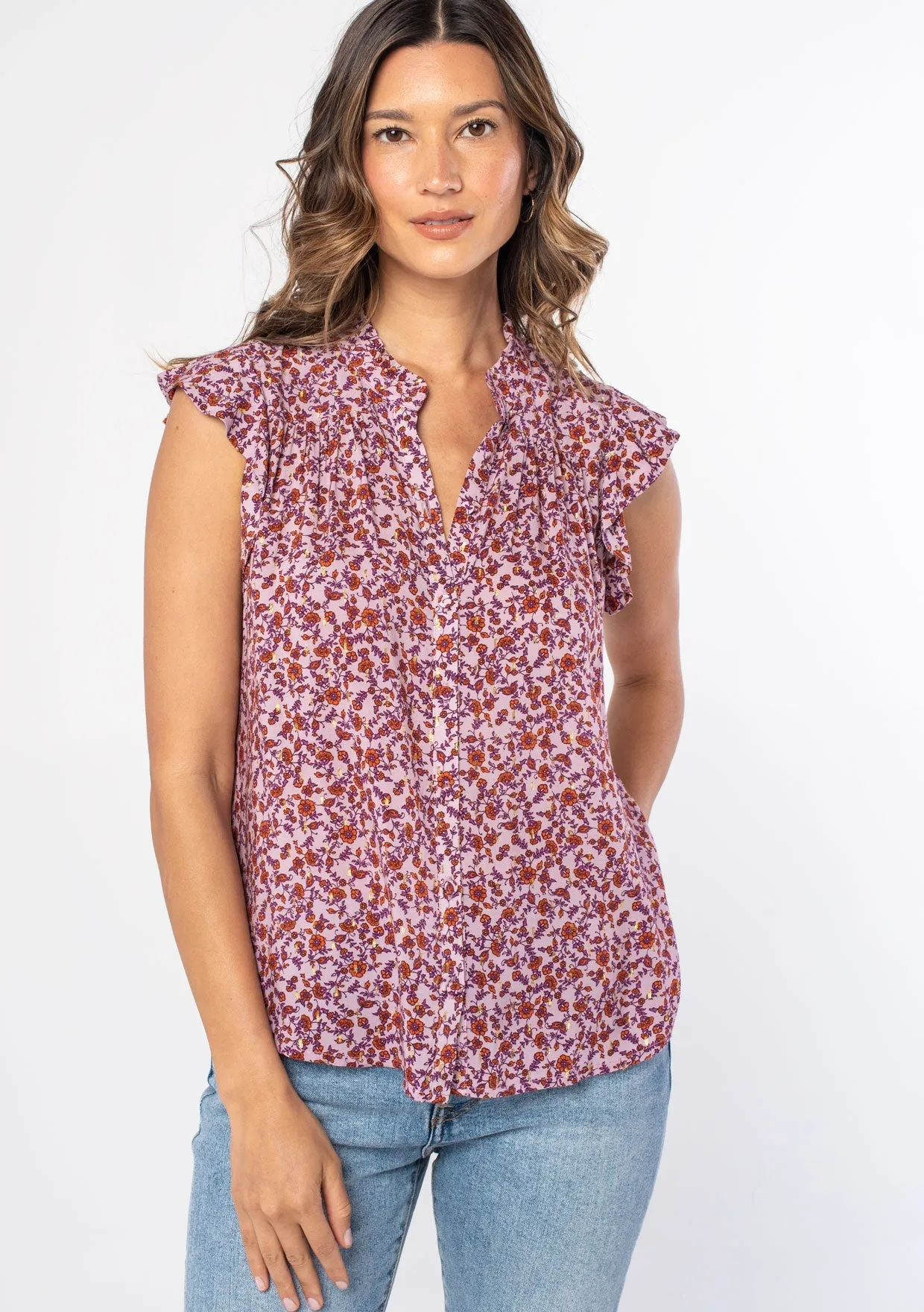 Sabine Flutter Sleeve Top sold by lovestitch