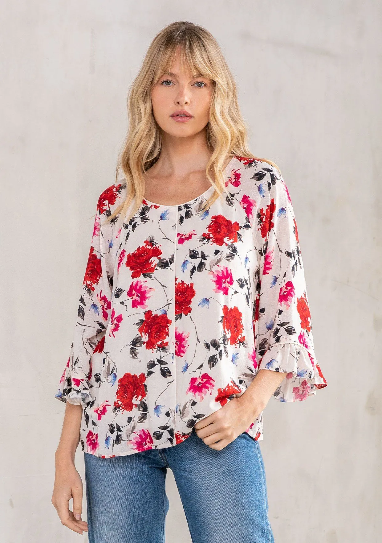 Leonora Flutter Sleeve Top sold by lovestitch
