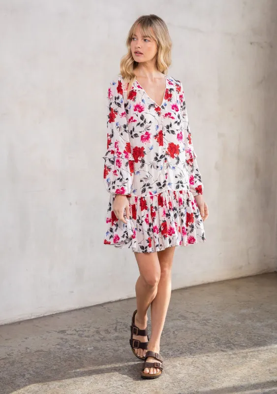 Freja Floral Mini Dress sold by lovestitch